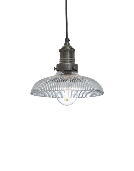 Brooklyn Vintage Antique Ribbed Glass Retro Pendant