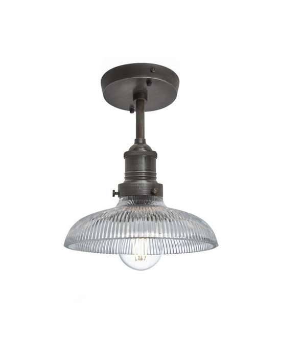 Brooklyn Vintage Antique Ribbed Glass Retro Dome Flush Mount