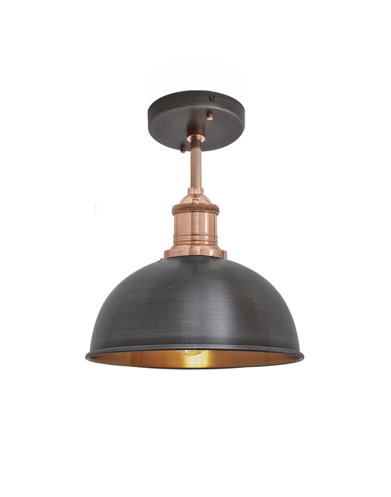 Brooklyn Vintage Small Metal Dome Flush Mount Light