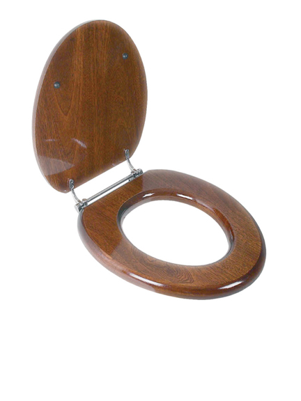 Lefroy Brooks mahogany La Chapelle loo seat with bar hinge