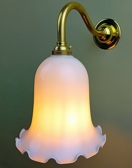 Frilly opal glass wall light