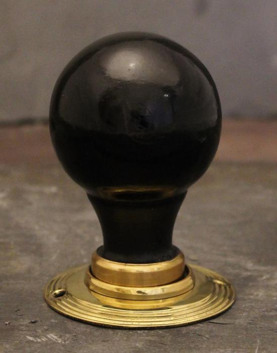 Pair of Victorian ebonised wood door knob