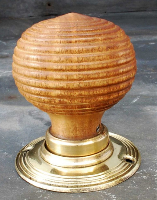 Pair of natural wood beehive door knobs