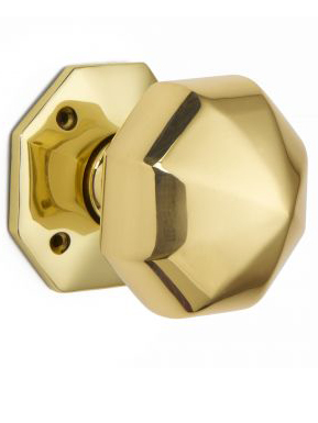 Octagonal door knob set - 64mm
