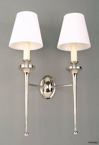 Twin nickel Grosvenor wall light