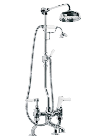 Lefroy Brooks WL1701 Classic bath shower mixer with riser, lever diverter, hand shower and eight inch rose shower head