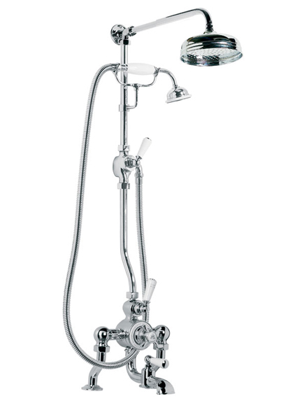 Lefroy Brooks Godolphin exposed thermostatic bath shower mixer with riser kit, handset, lever diverter, eight inch rose and adjustable riser pipe bracket  GD8825