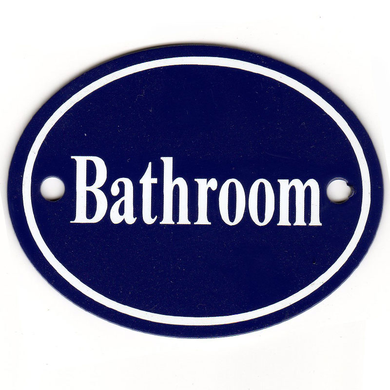 Sign - Bathroom - Enamelled - Oval - Blue