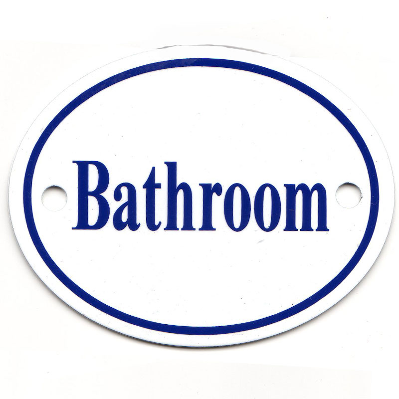 Sign - Bathroom - Enamelled - Oval - White