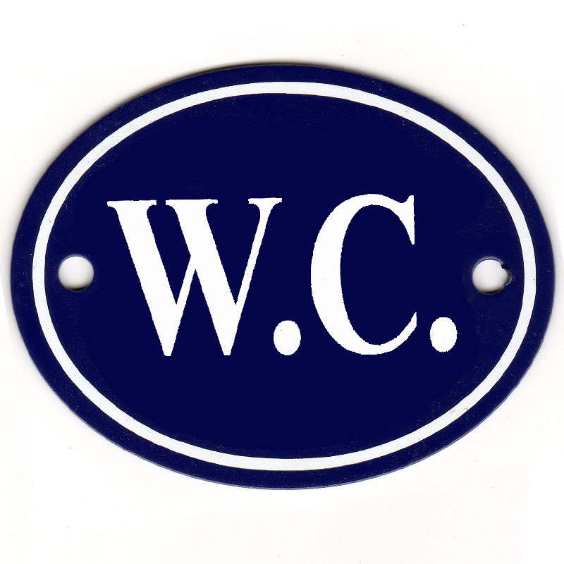 Sign - WC - Enamelled - Oval - Blue