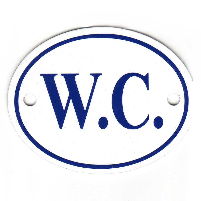 Sign - WC - Enamelled - Oval - White