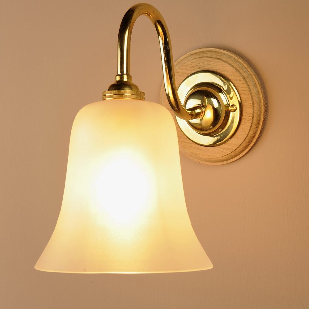 Single Etched Bell Wall Light in Brass