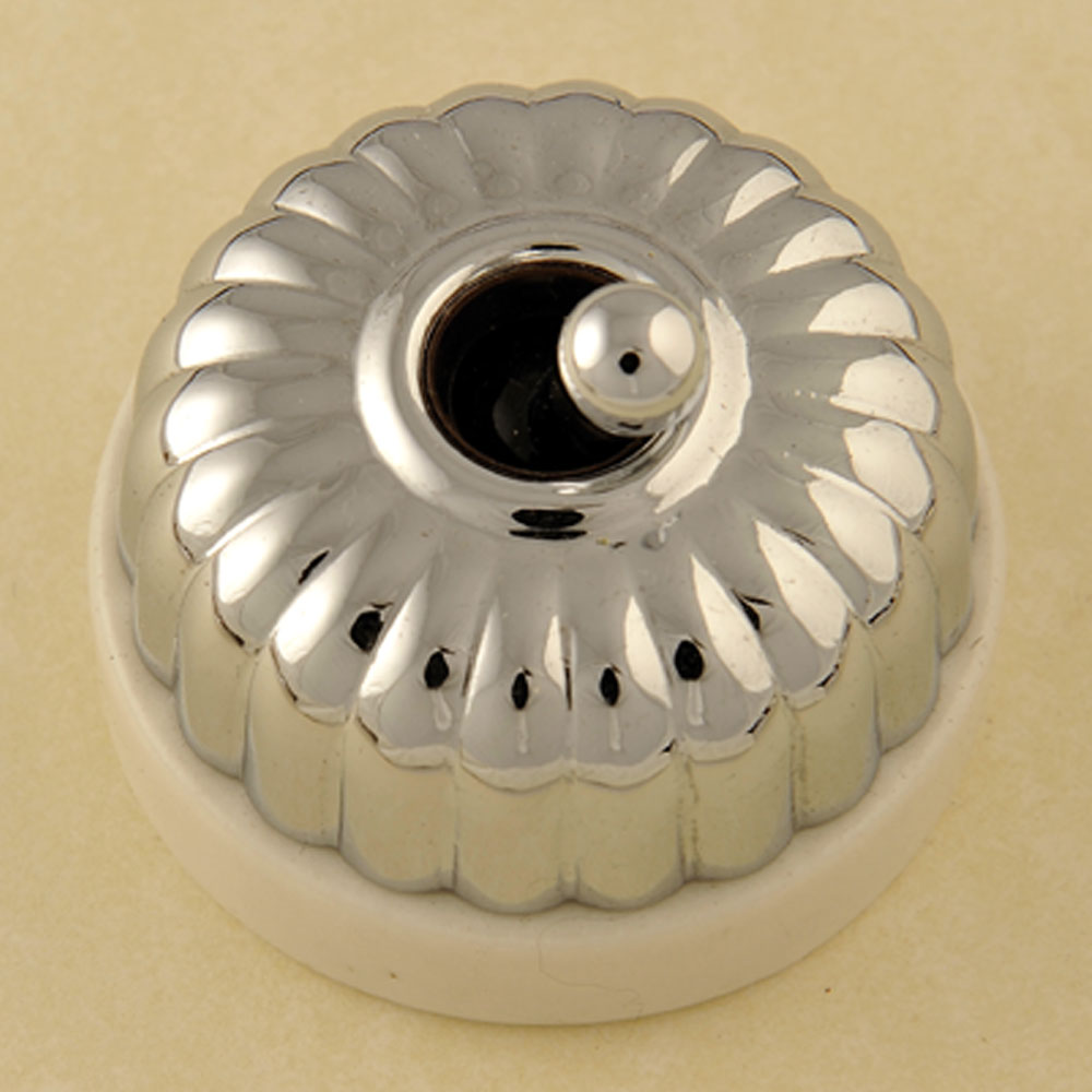 Ribbed White and Chrome Dolly Switch