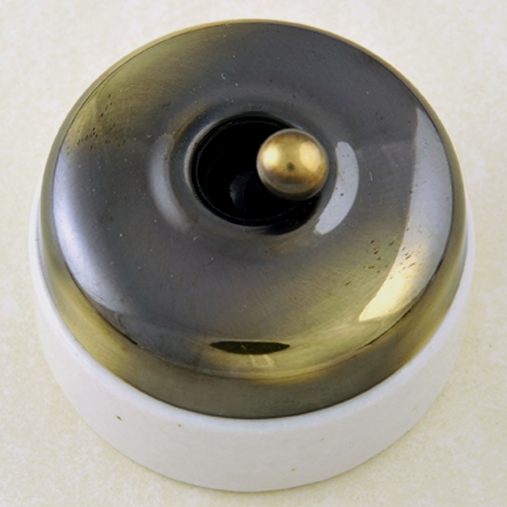 Plain White and Antiqued Brass Dolly Switch