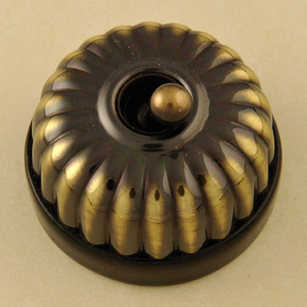 Ribbed Black and Antiqued Brass Dolly Switch