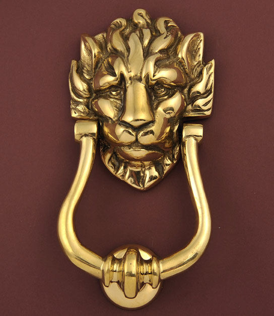 Knocker, Lions Head in Brass
