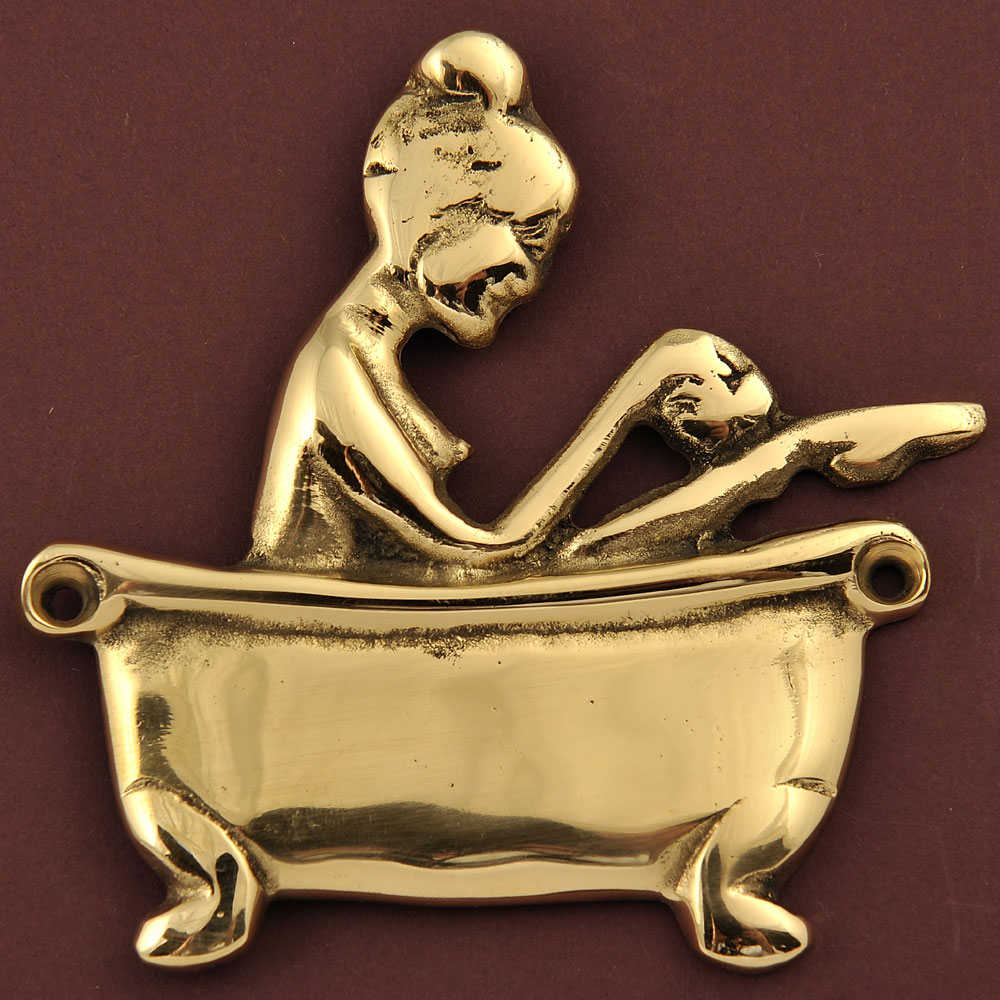 Sign - Bathroom - Brass - Bath Lady             