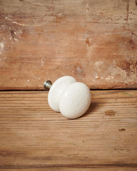 Ceramic cupboard Knob, White Crackle