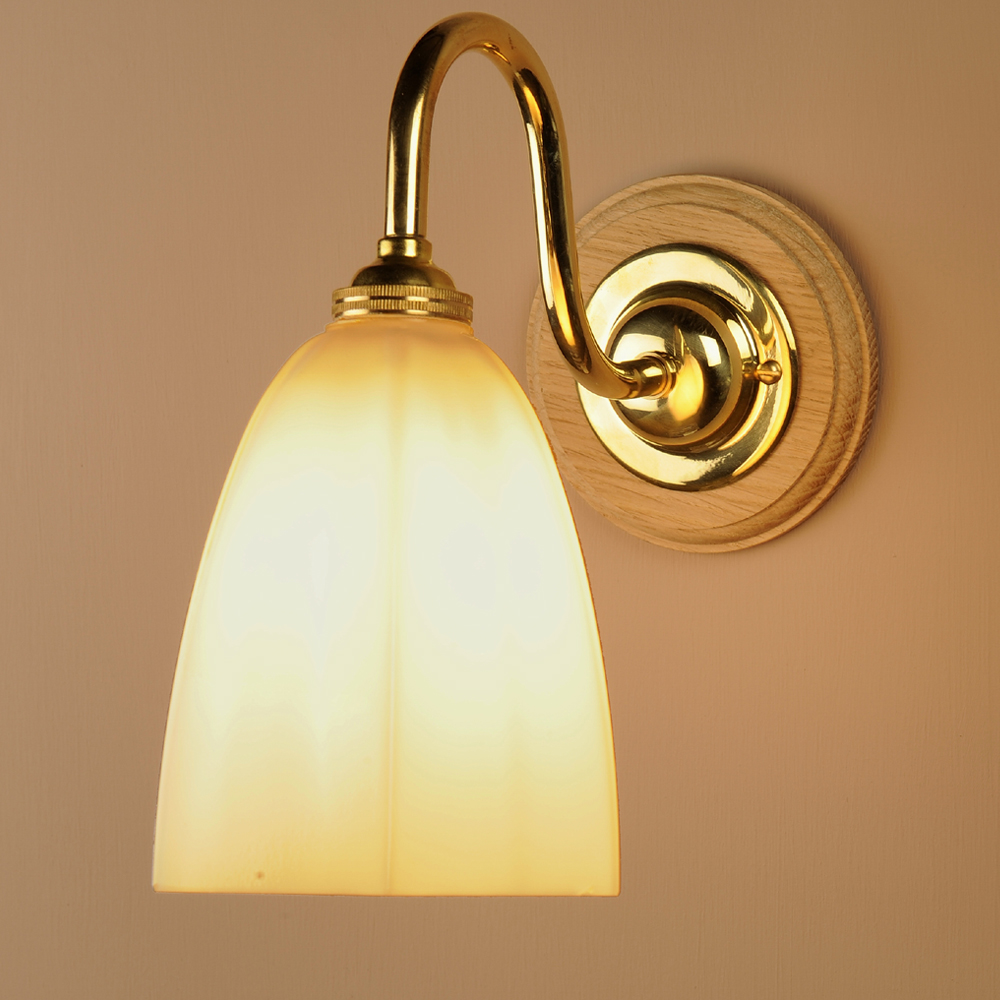 Single Opal Hexagonal Wall Light in Brass