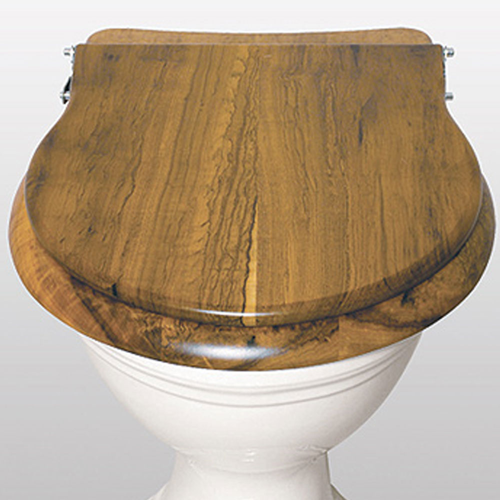 Toilet Seat Medium Teak Chrome