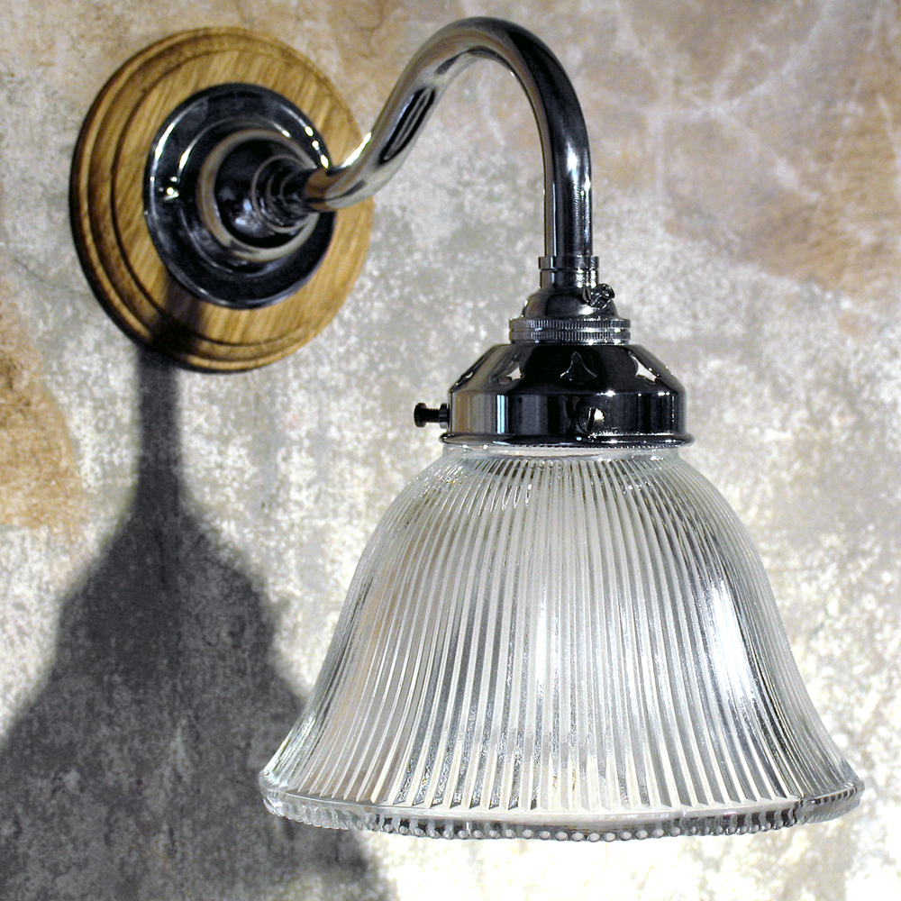 Single Prismatic Bell Wall Light in Polished Nickel