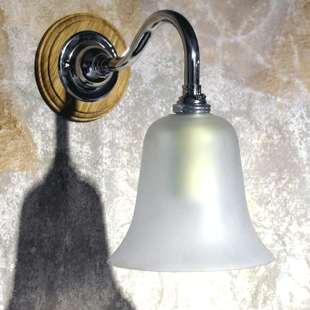 Single Etched Bell Wall Light in polished Nickel