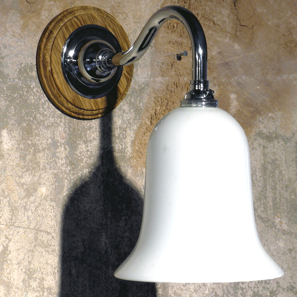 Single Opal Bell Wall Light in Polished Nickel