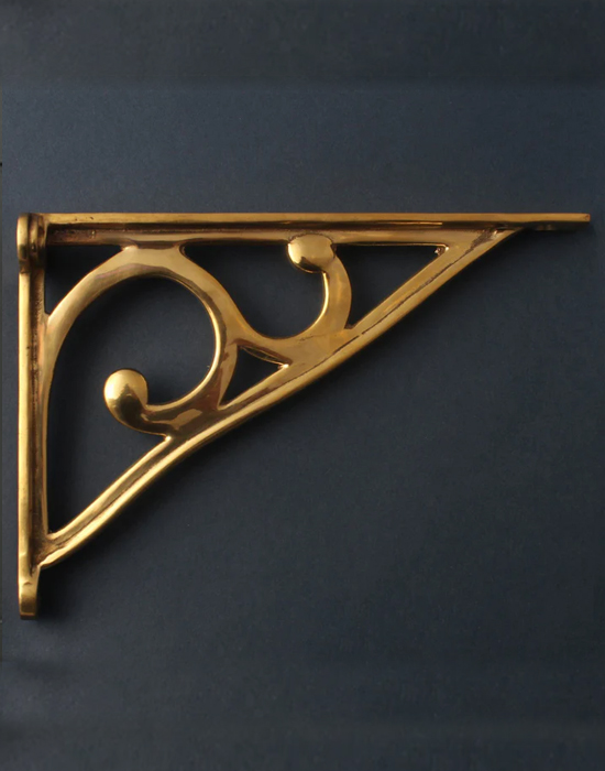 8 Inch Art Deco Brass Shelf Bracket