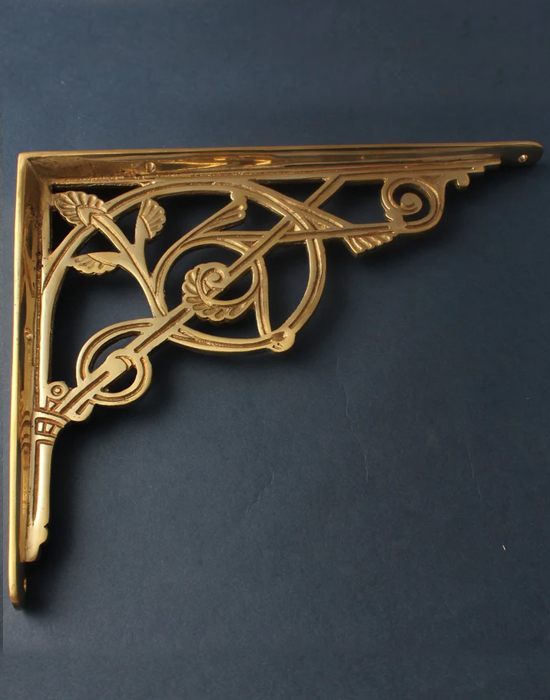 8 x 10 Inch Kenrick Brass Shelf Bracket
