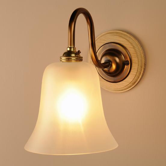 Single Etched Bell Wall Light in Antiqued Brass