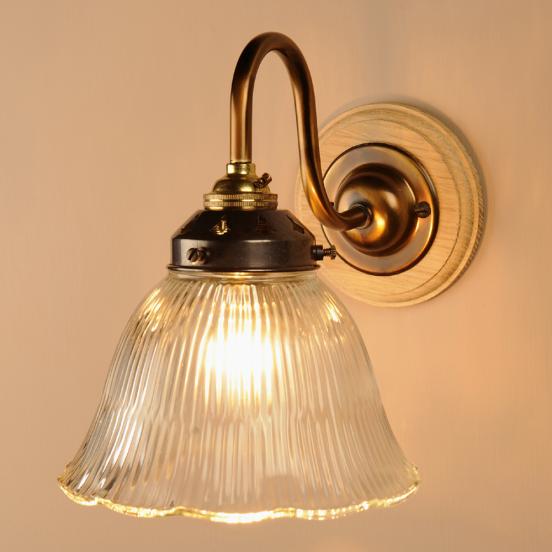 Single Prismatic Bell Wall Light in Antiqued Brass