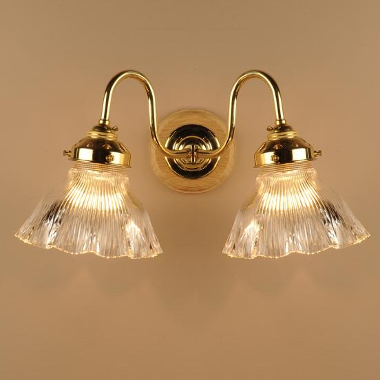 Double Prismatic Bell Wall Light in Brass