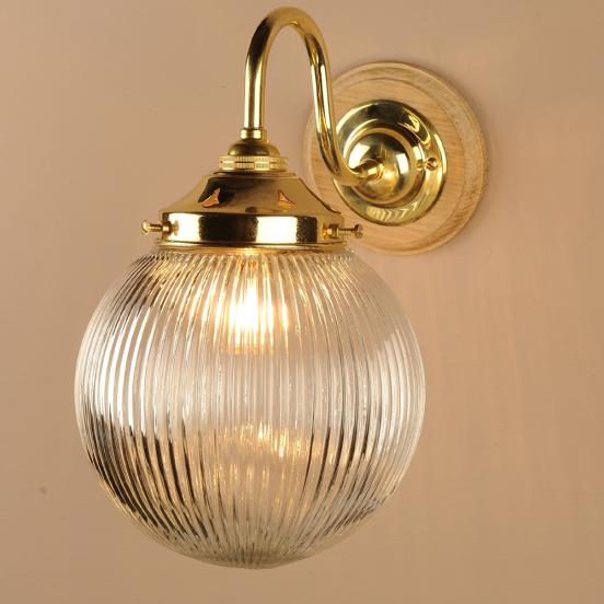 Single Prismatic Globe Wall Light in Brass